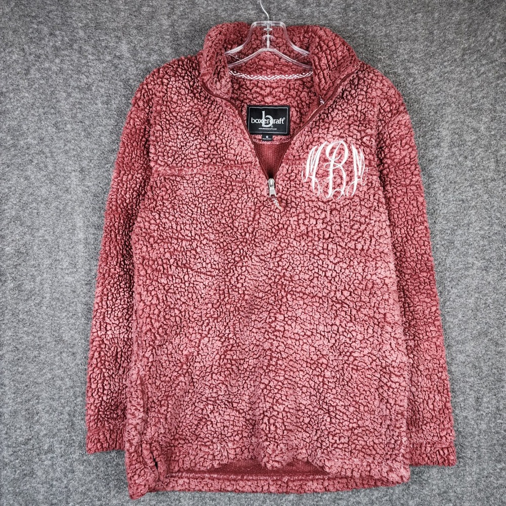 Boxercraft Sherpa Pullover Women Size S Monogram Quarter Zip Fleece Sweater